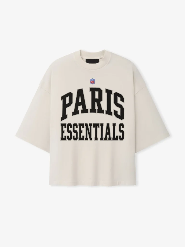 Cream Fear of God x NFL "Paris Essentials" t-shirt with the NFL shield logo