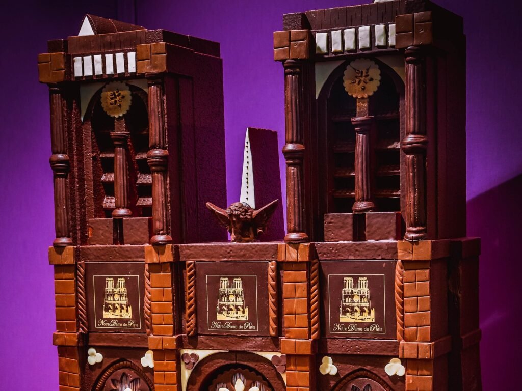 Salon du Chocolat Paris: a chocolate sculpture of Notre-Dame de Paris, shown at the 2015 edition