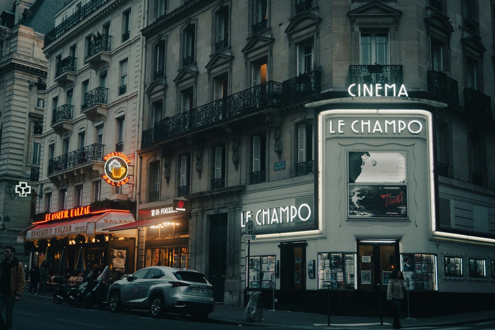 Le Champo cinema in Paris's Latin Quarter at dusk — new films and box office this week